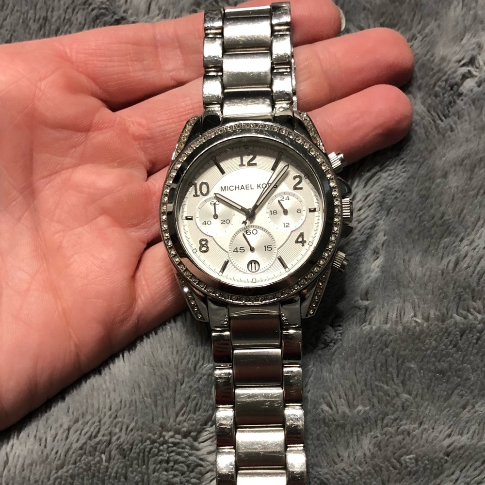 Michael Kors silver jeweled watch
